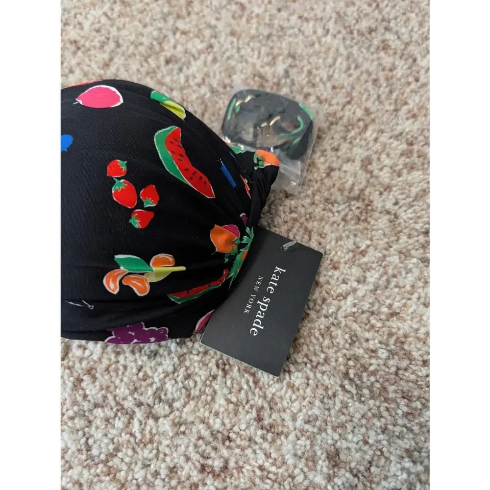 Kate Spade New York Women Bandeau 2 Piece Fruit Print Bikini Swimsuit, L NWT